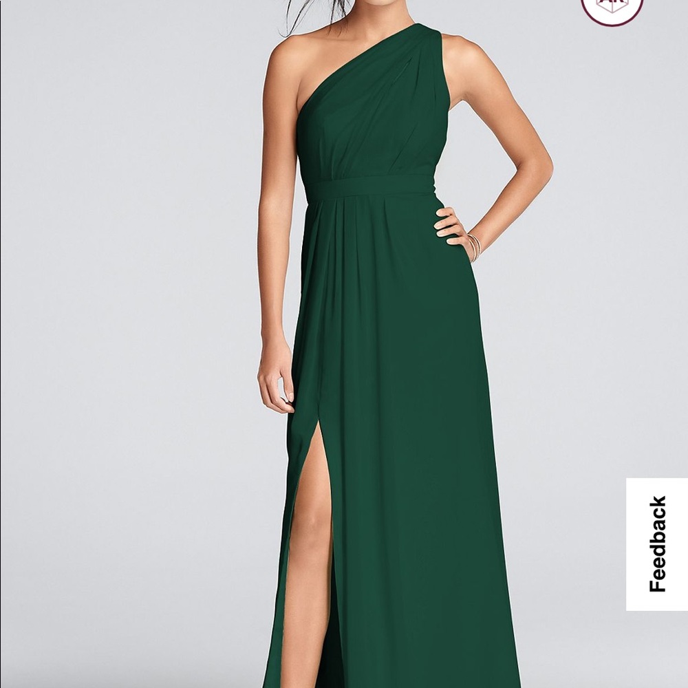 David’s Bridal One Shoulder Chiffon Size 4 Juniper
